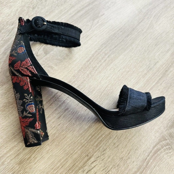 Nine West Daranita Jacquard Open Toe Ankle Wrap Heels - Picture 3 of 5